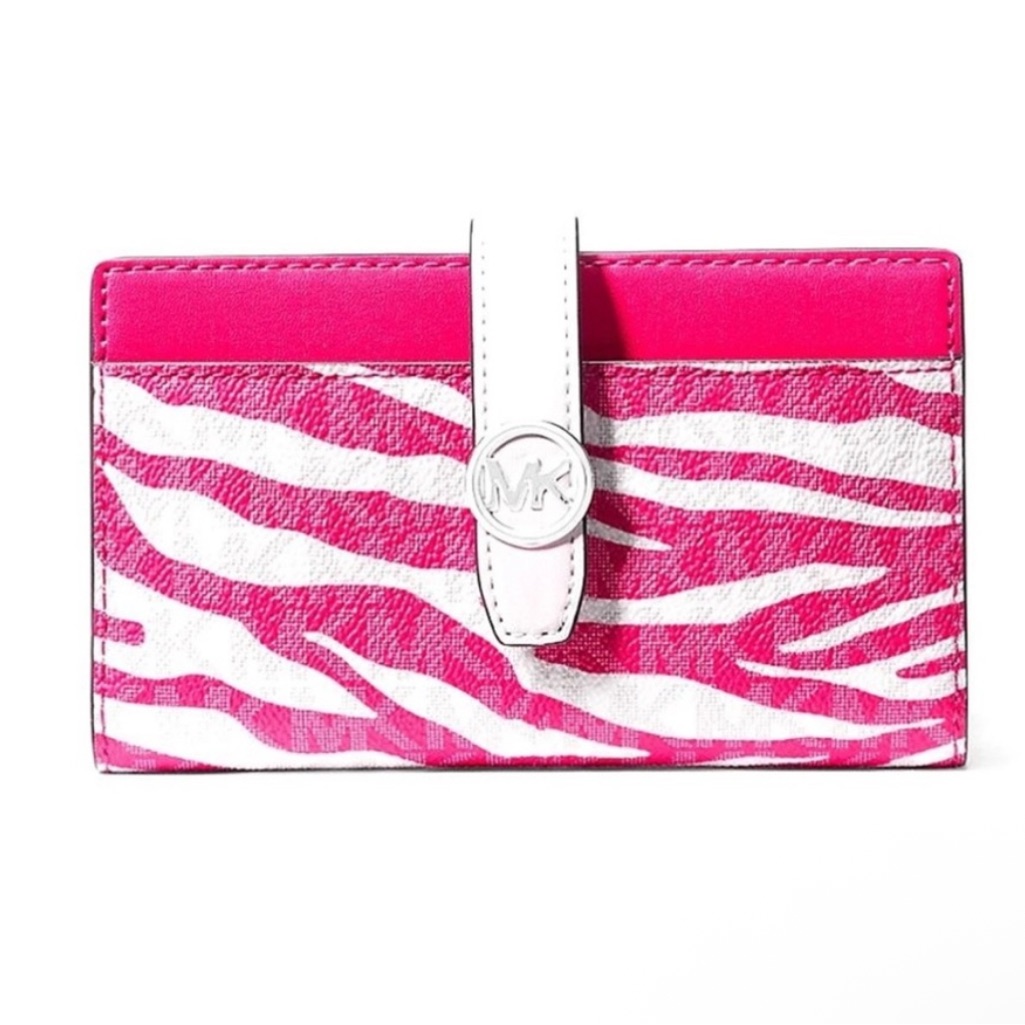 Michael Kors Greenwich Dragon Fruit And White Zebra Print Wallet